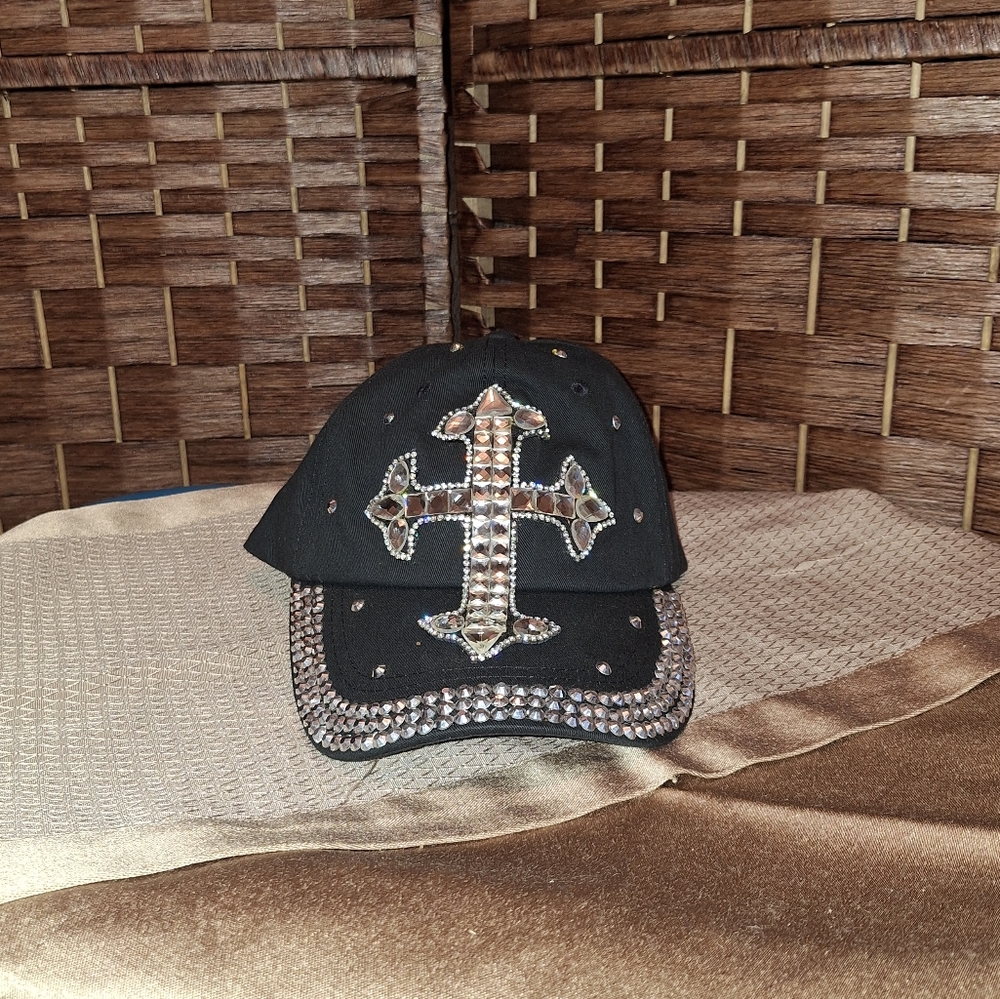 Y2k bedazzled cap , cross